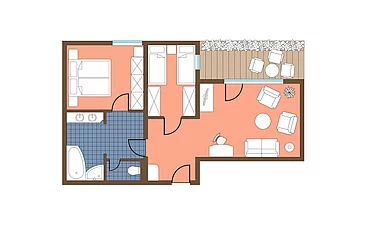 Grundriss von der Familiensuite Hummelberg im Enztalhotel im Schwarzwald