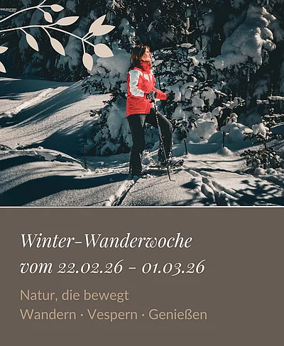 ️ Winter-Wanderwochen im Enztalhotel 22.02.2026 – 01.03.2026 „Natur, die bewegt“ klare Winterluft, verschneite Wälder und echte Schwarzwaldmomente.